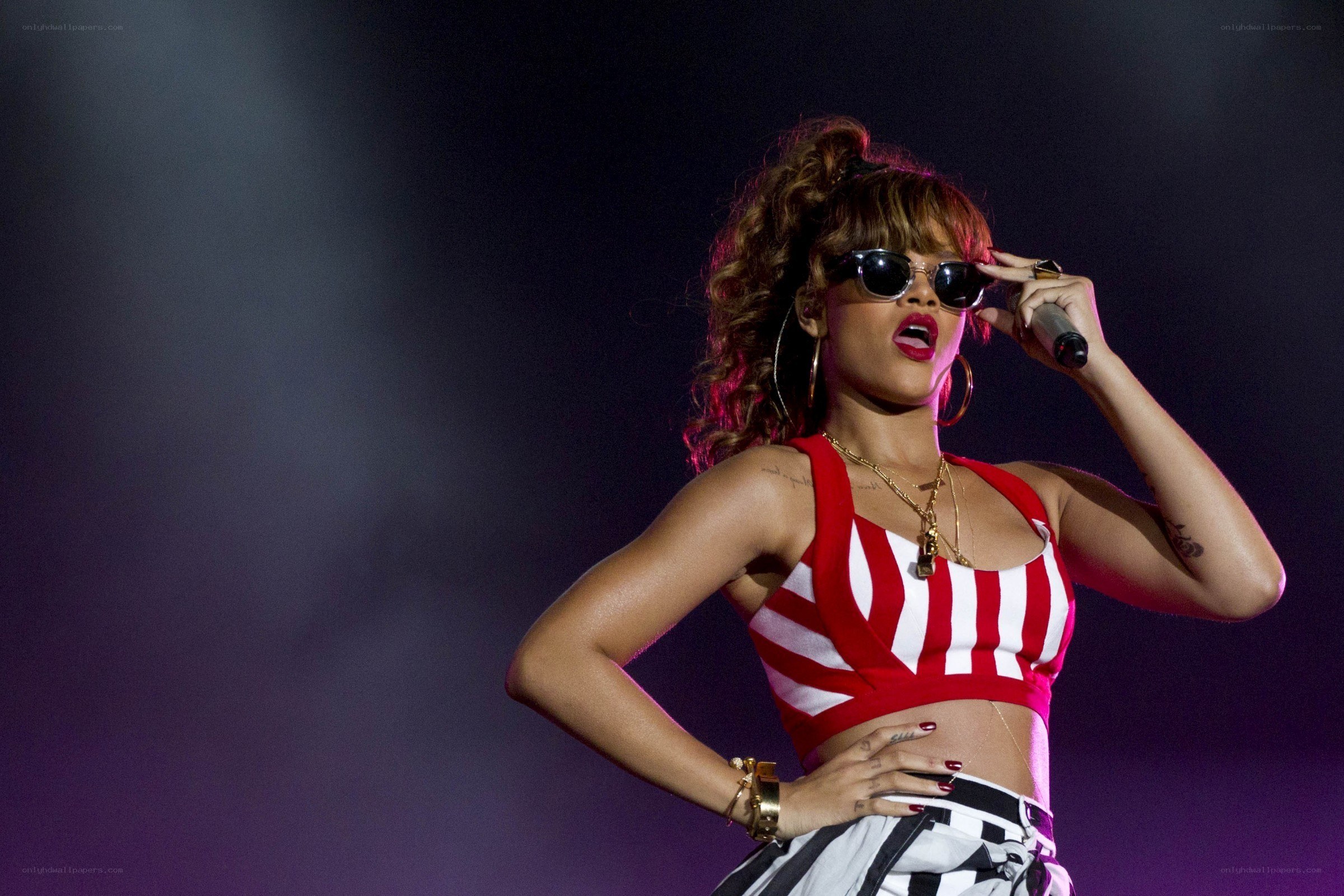 Rihanna performing on stage