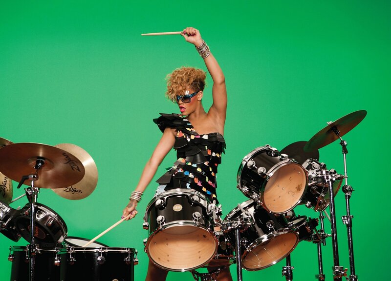 Rihanna playing drums