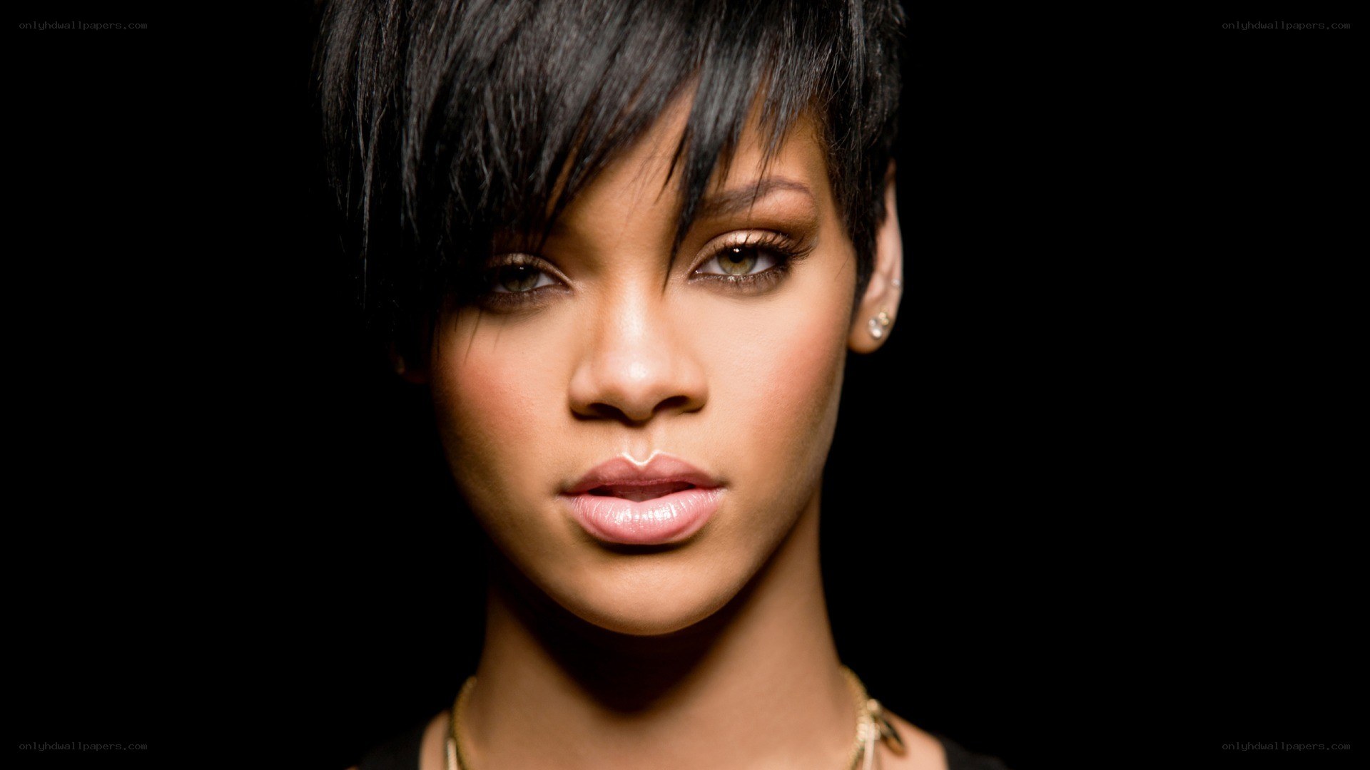 Rihanna portrait on black background