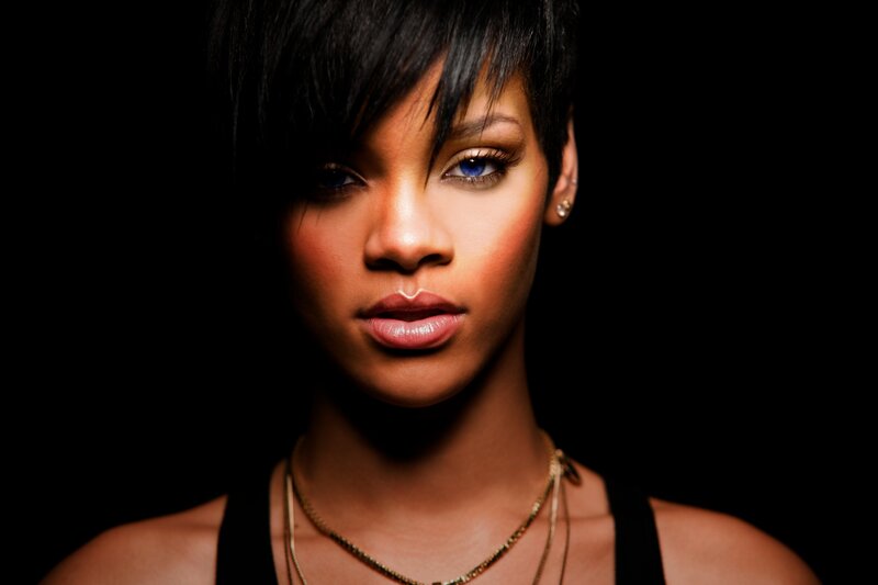 Rihanna portrait with blue eyes