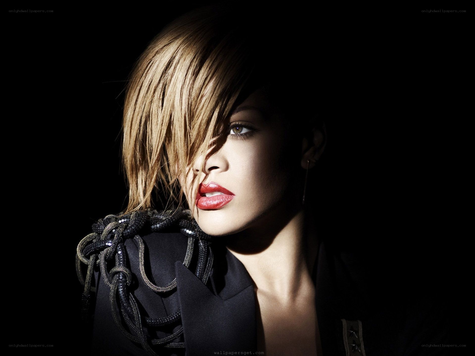 Rihanna portrait with red lips