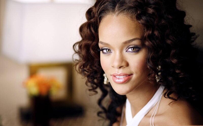 Rihanna with curly hair