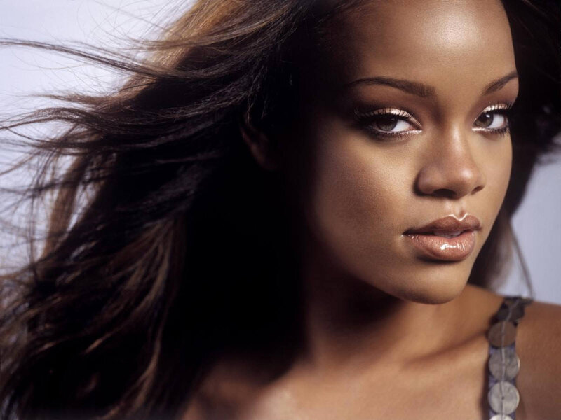 Rihanna with flowing hair