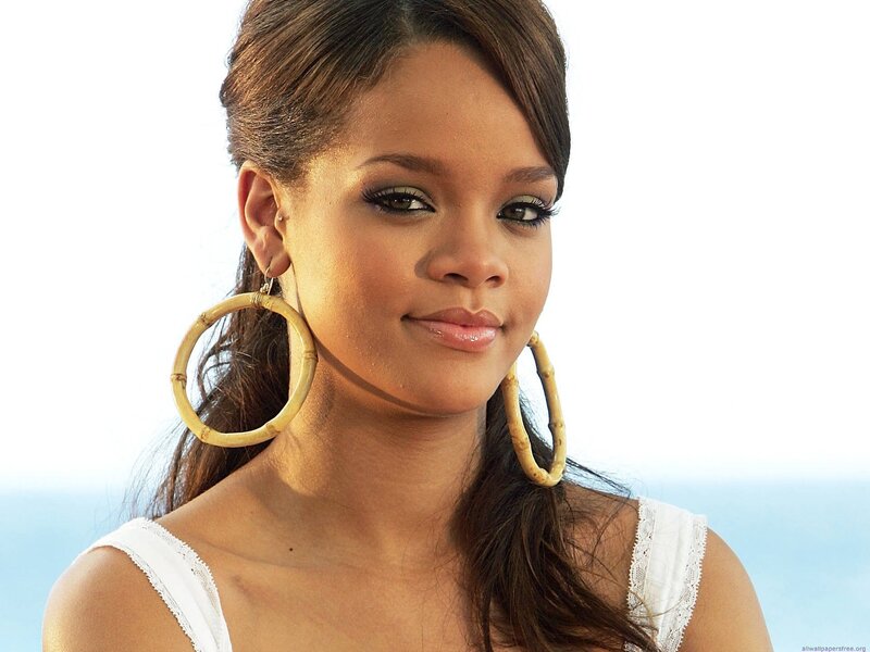 Rihanna with hoop earrings