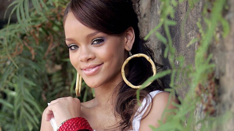 Rihanna with large hoop earrings
