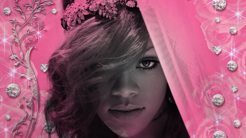 Rihanna with pink floral design