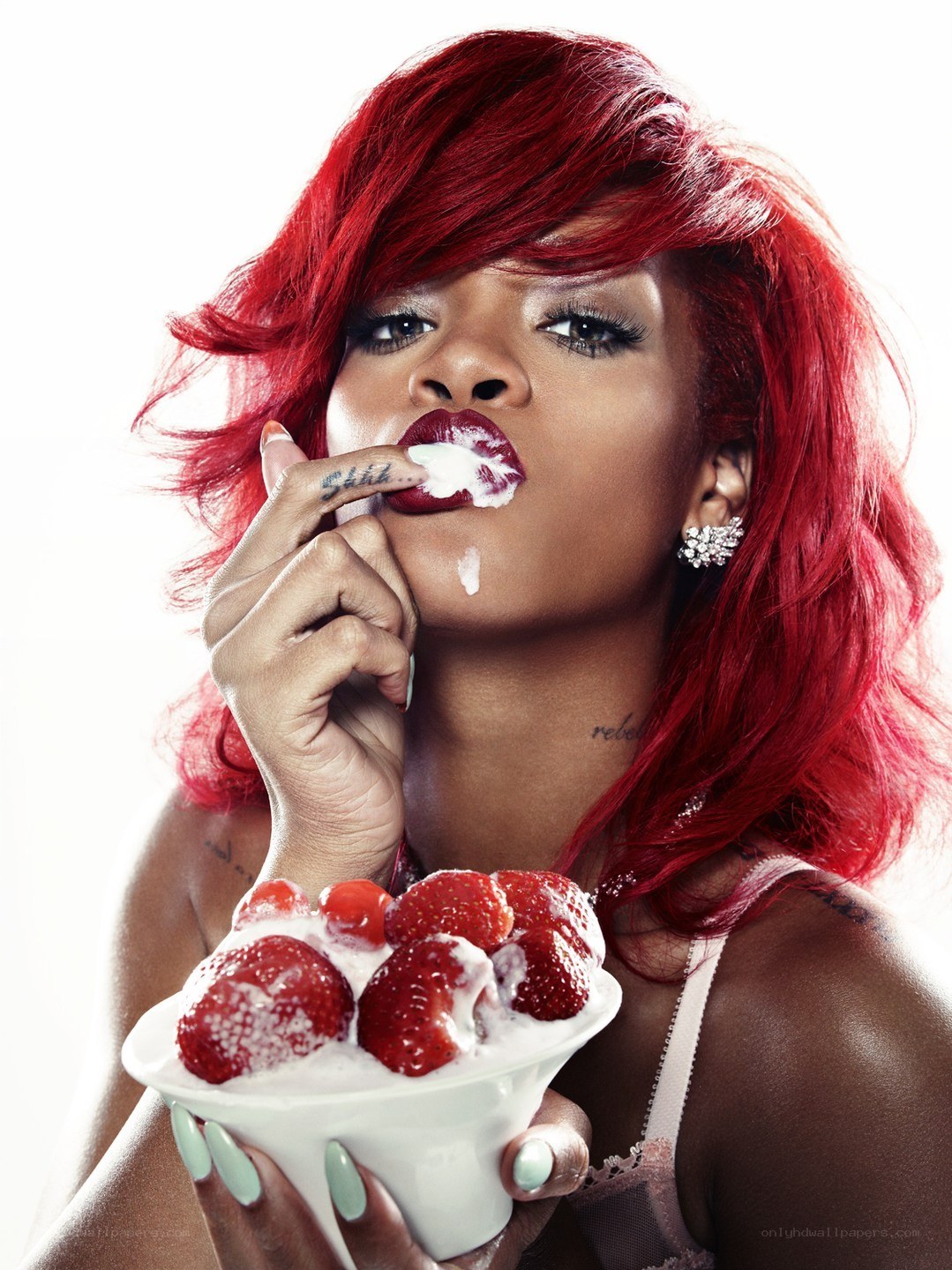 Rihanna with strawberries