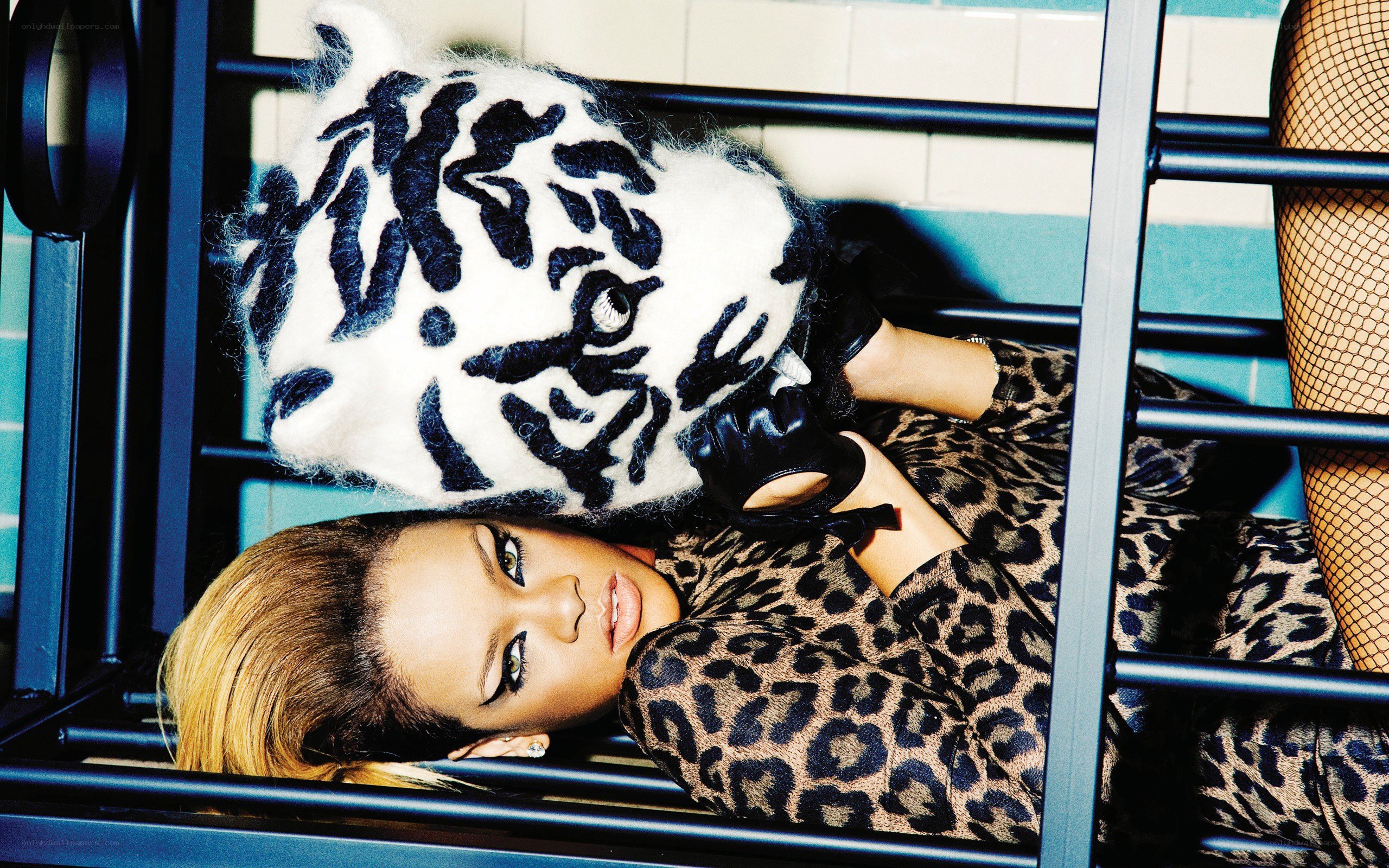Rihanna with tiger mask