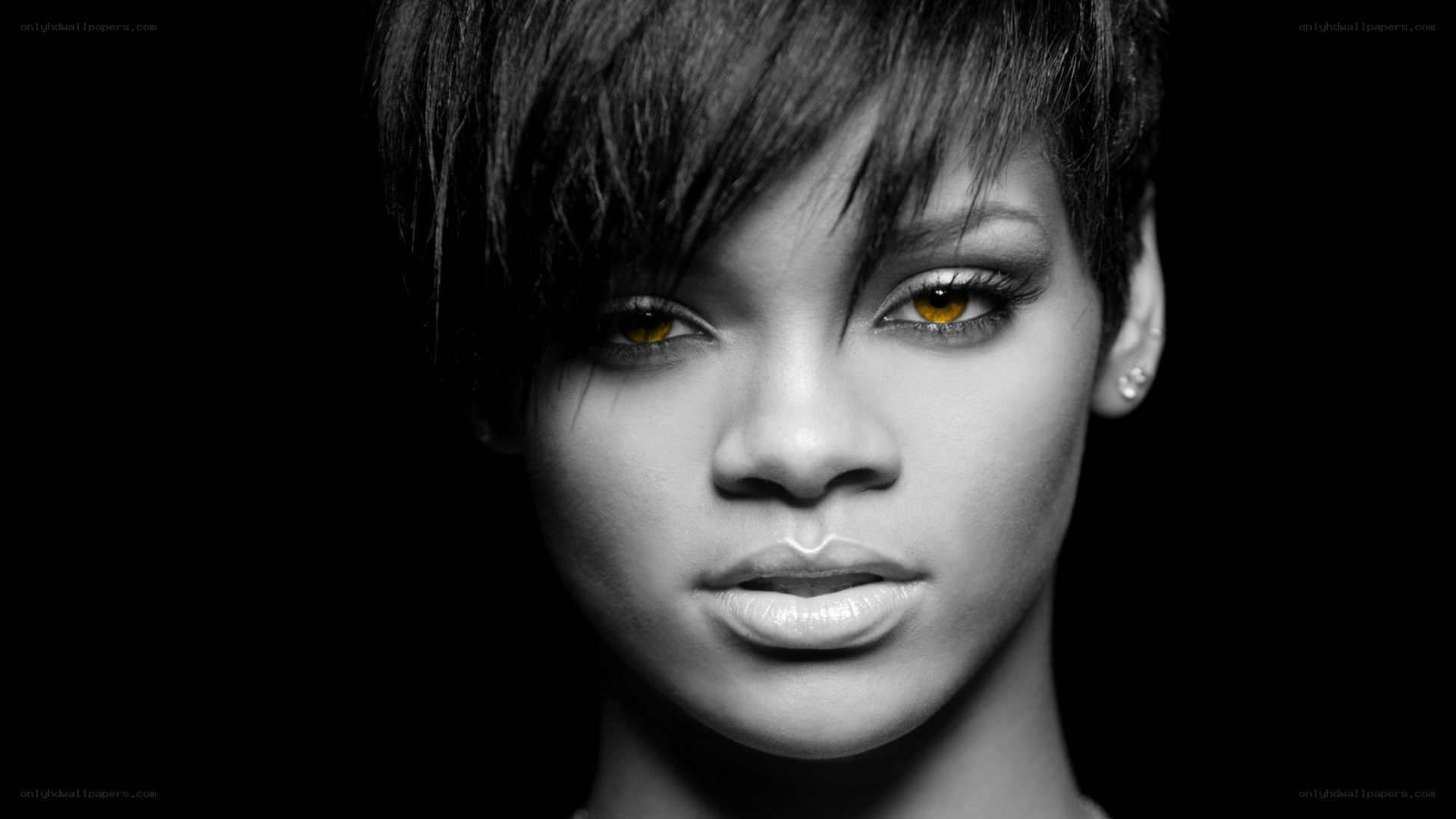 Rihanna with yellow eyes