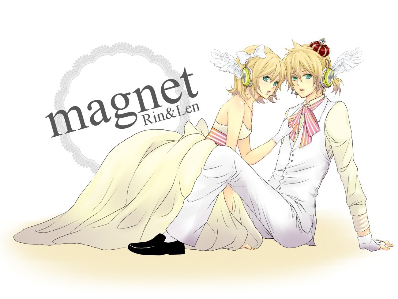 Rin and Len in wedding attire