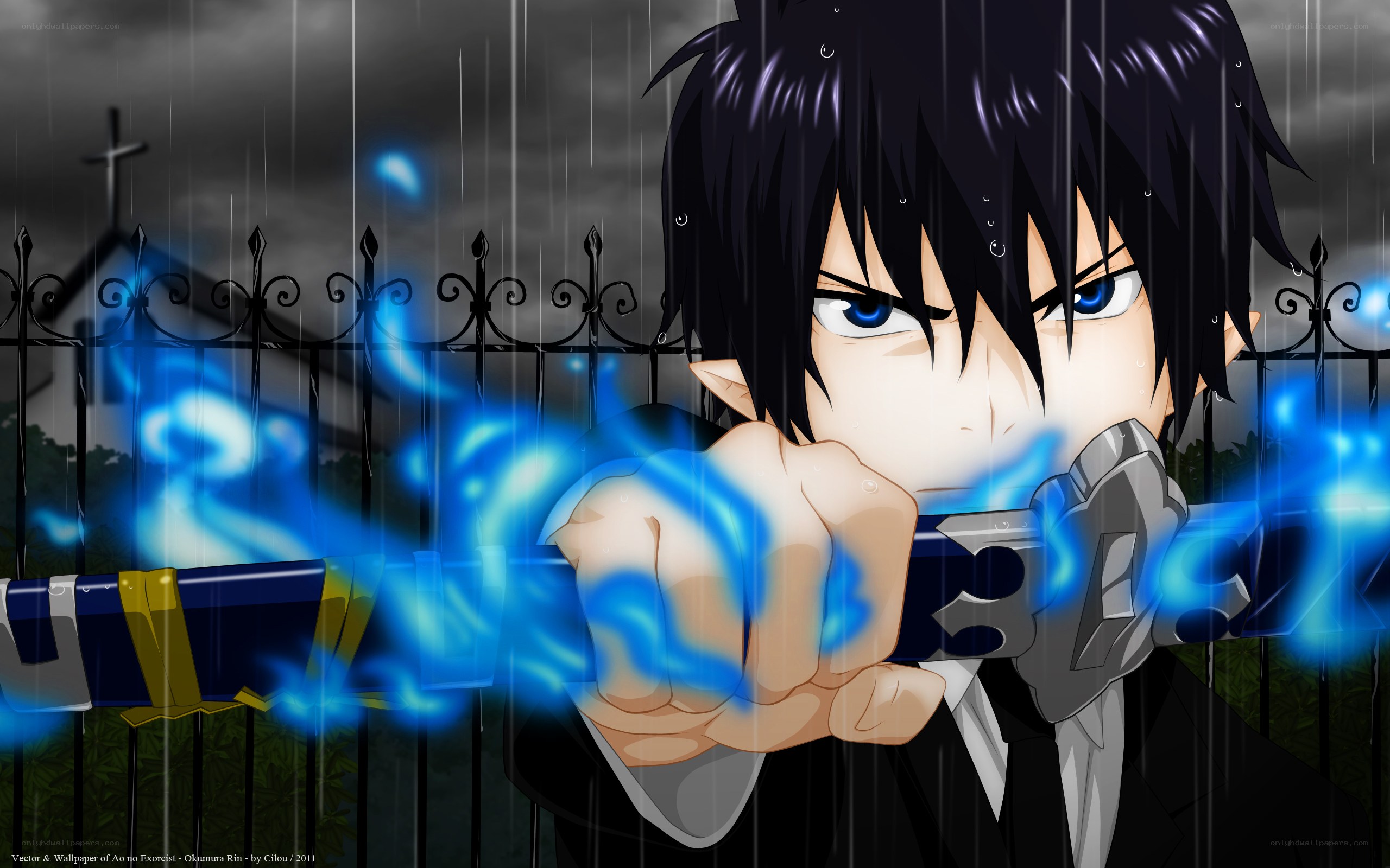 Rin Okumura in the rain