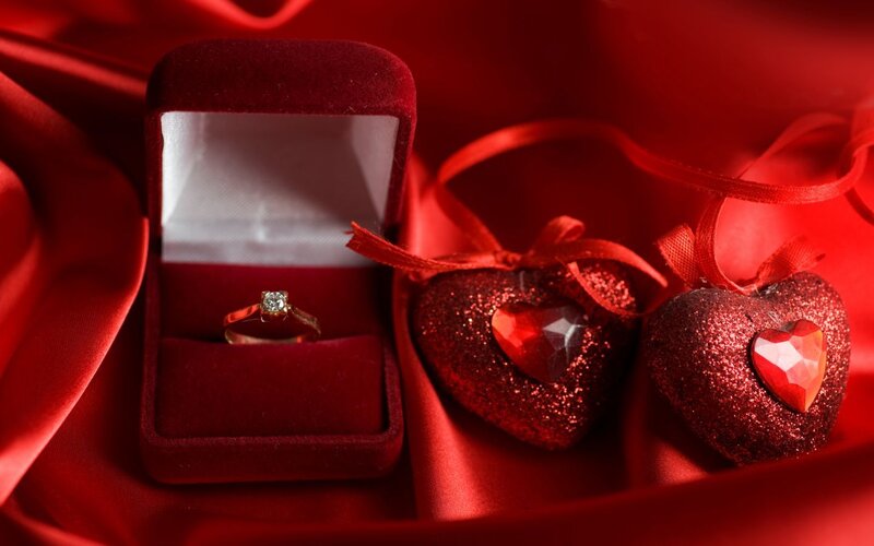 ring in red box with hearts