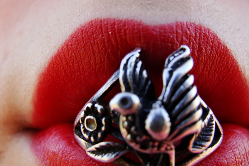 ring on red lips