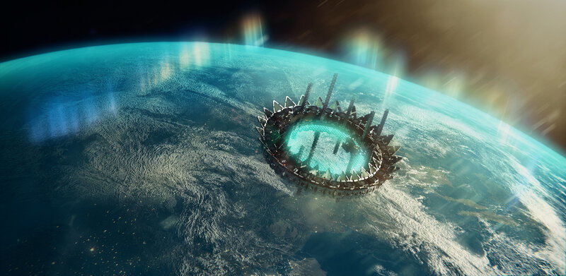 Ring-shaped Space Station — Blue