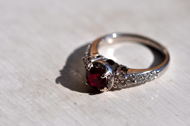 Ring with Red Gemstone — Silver