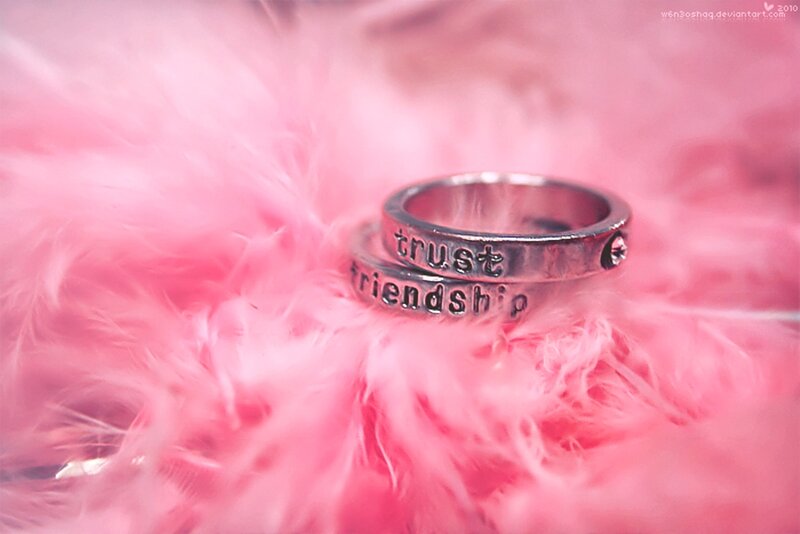 Rings on Pink Feathers