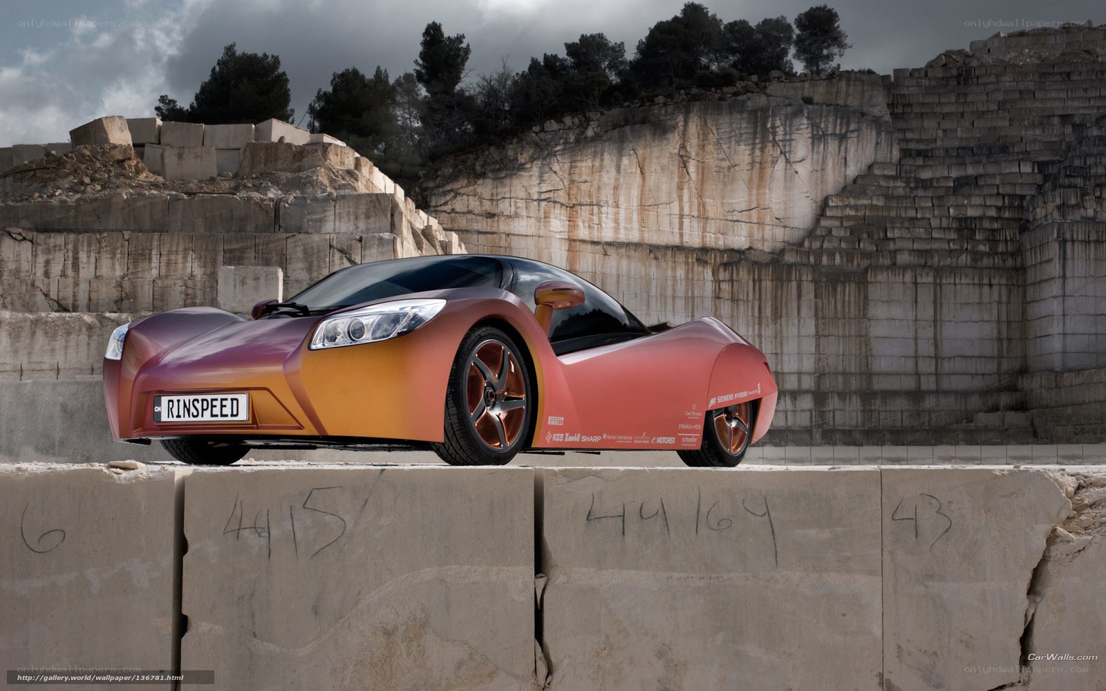 Rinspeed electric car in quarry