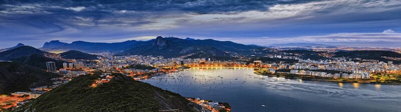 Rio De Janeiro Cityscape — Blue, Dramatic, Night, Photograph, Mountains