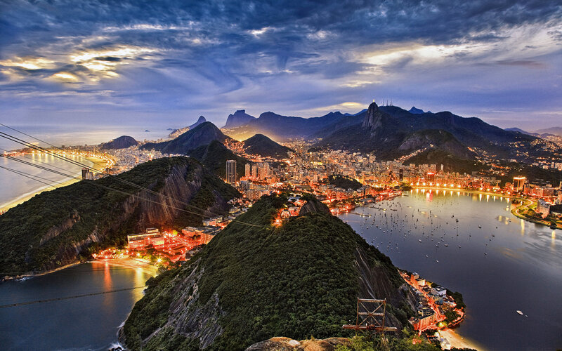 Rio De Janeiro Cityscape — Blue, Dramatic, Night, Photograph