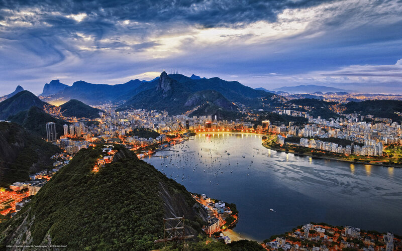 Rio De Janeiro Cityscape — Blue, Dramatic, Sunset, Photograph, Mountains