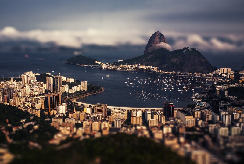 Rio De Janeiro Cityscape — Blue, Dramatic, Sunset, Photograph, Sugarloaf Mountain