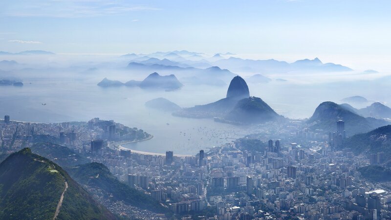 Rio De Janeiro Cityscape — Blue, Serene, Morning, Photograph, Mountains