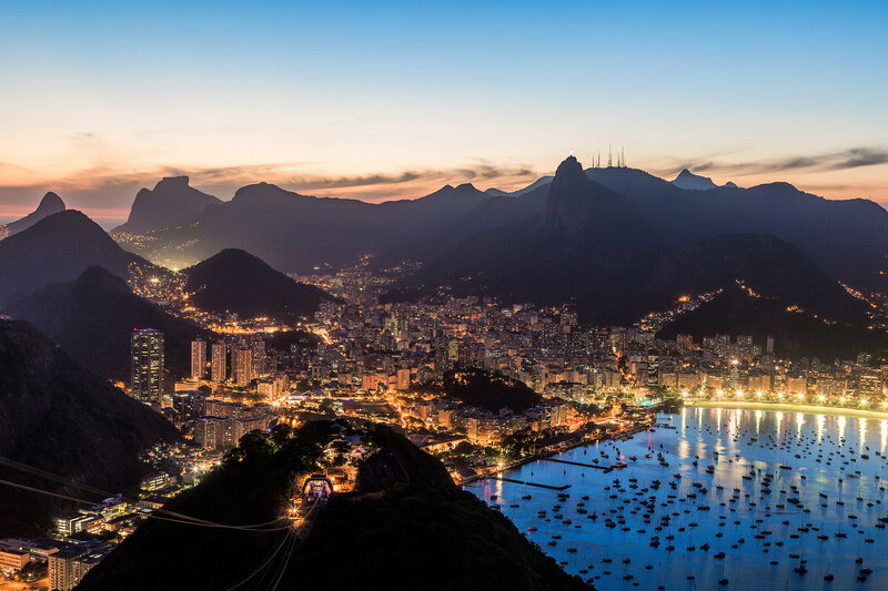 Rio De Janeiro Skyline — Blue, Dramatic, Sunset, Photograph, Mountains