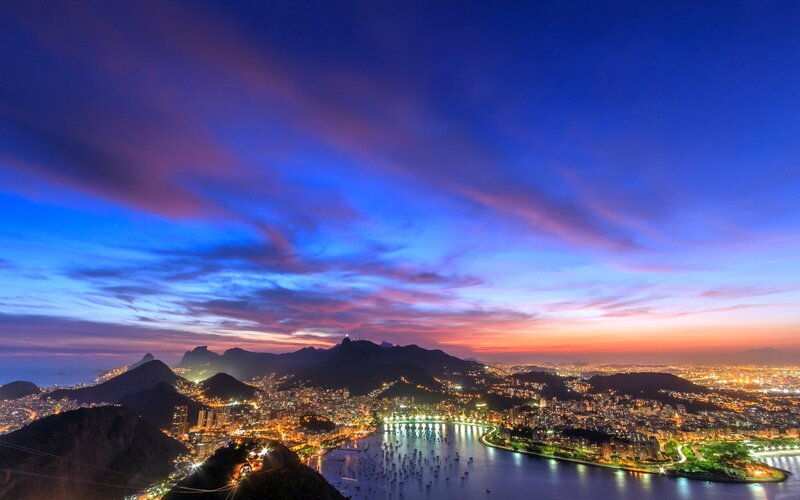 Rio De Janeiro Skyline — Blue, Dramatic, Sunset, Photograph