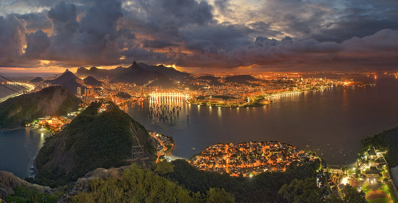 Rio De Janeiro Skyline — Orange, Dramatic, Night