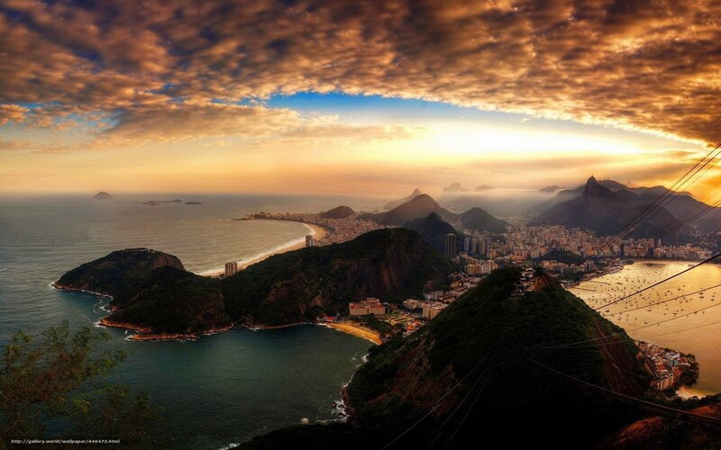 Rio De Janeiro Skyline — Orange, Dramatic, Sunset, Photograph, Mountains