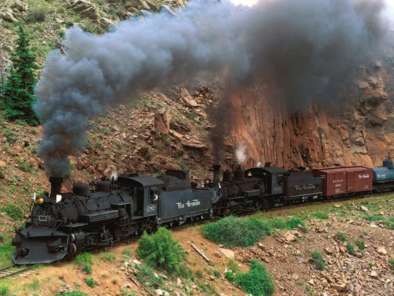 Rio Grande steam train in canyon