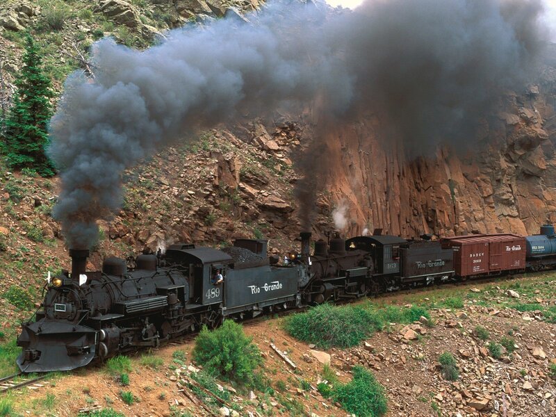 Rio Grande steam train in canyon