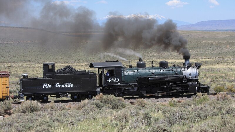 Rio Grande steam train in desert