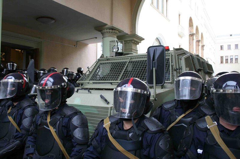 Riot police in formation