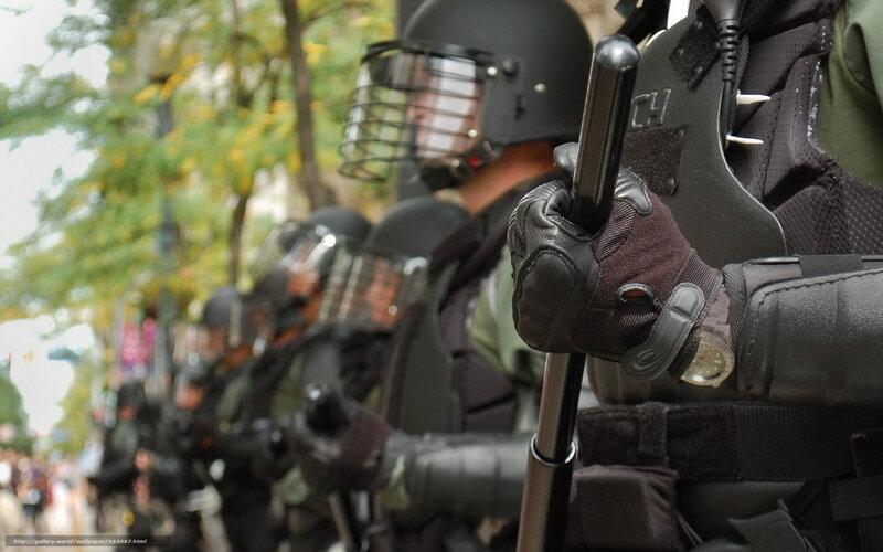 Riot police in formation