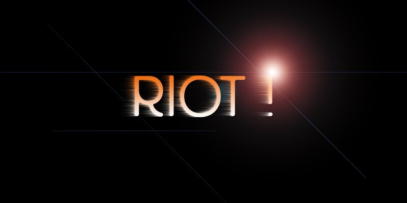 RIOT text with light effect