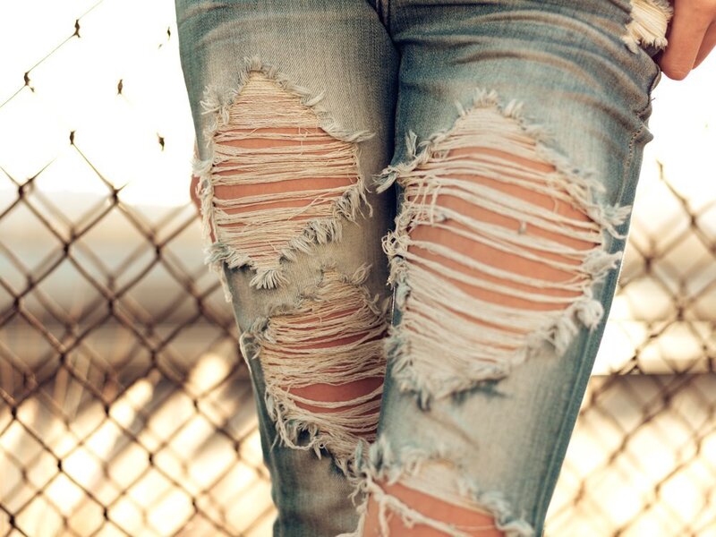 ripped jeans close-up