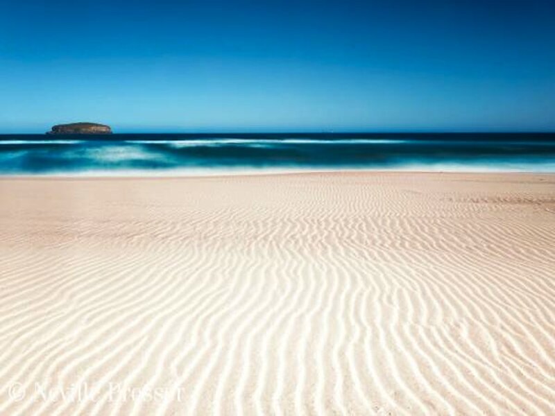 Rippled Sand Beach — Blue, Serene, Afternoon, Photograph
