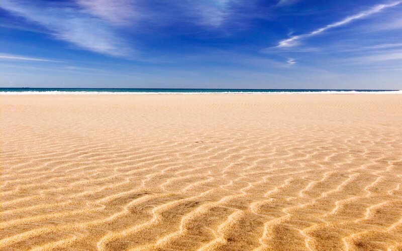 Rippled Sand on Beach — Blue, Serene