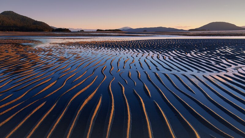 Rippled Sand Patterns — Blue, Serene, Sunset