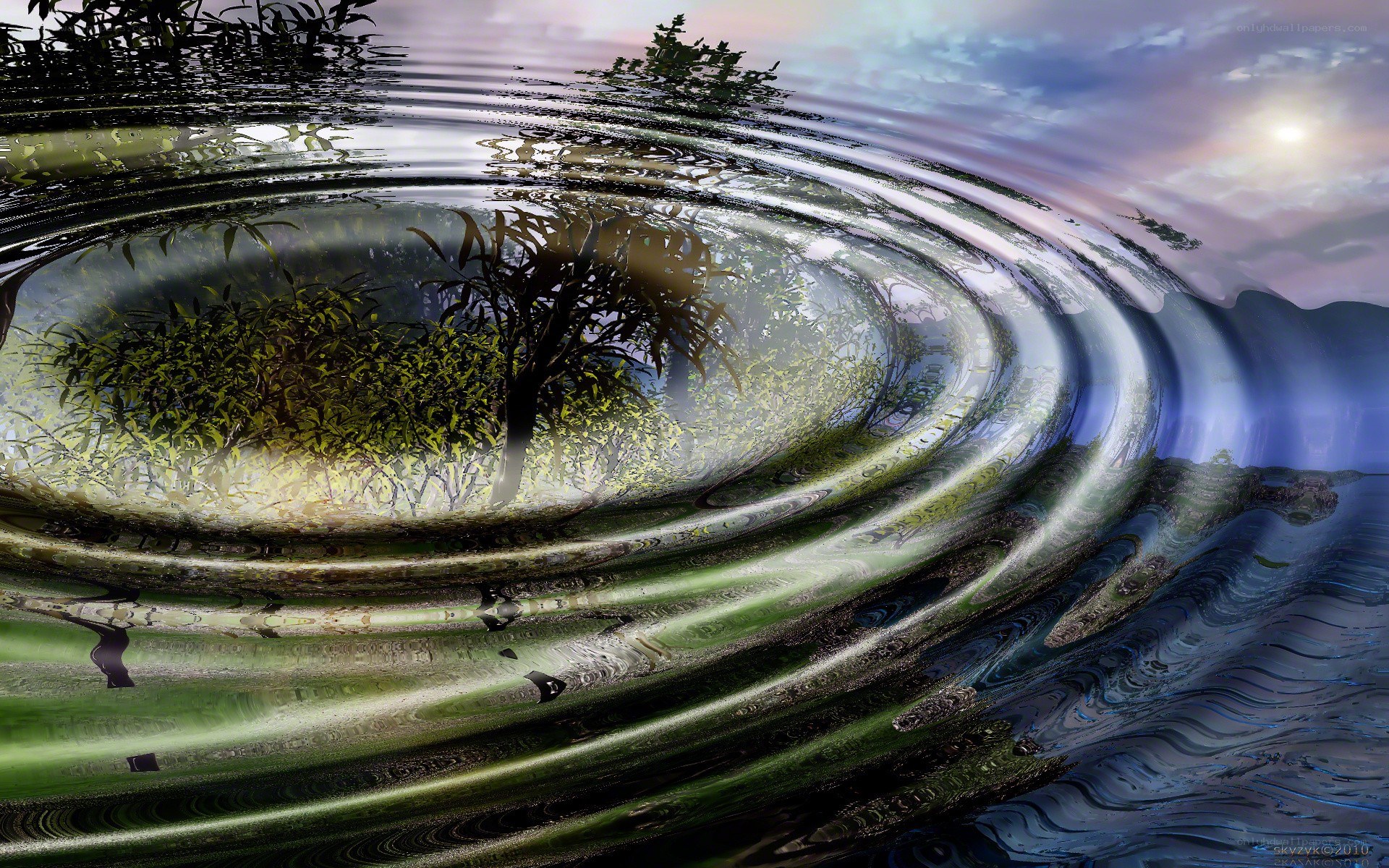 Ripples in a reflective pond