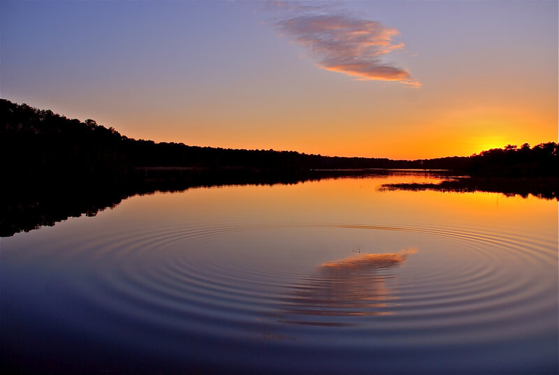 Ripples on Lake at Sunset