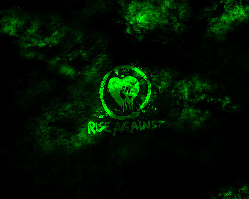 Rise Against logo on green background