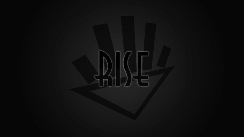 RISE logo on dark background