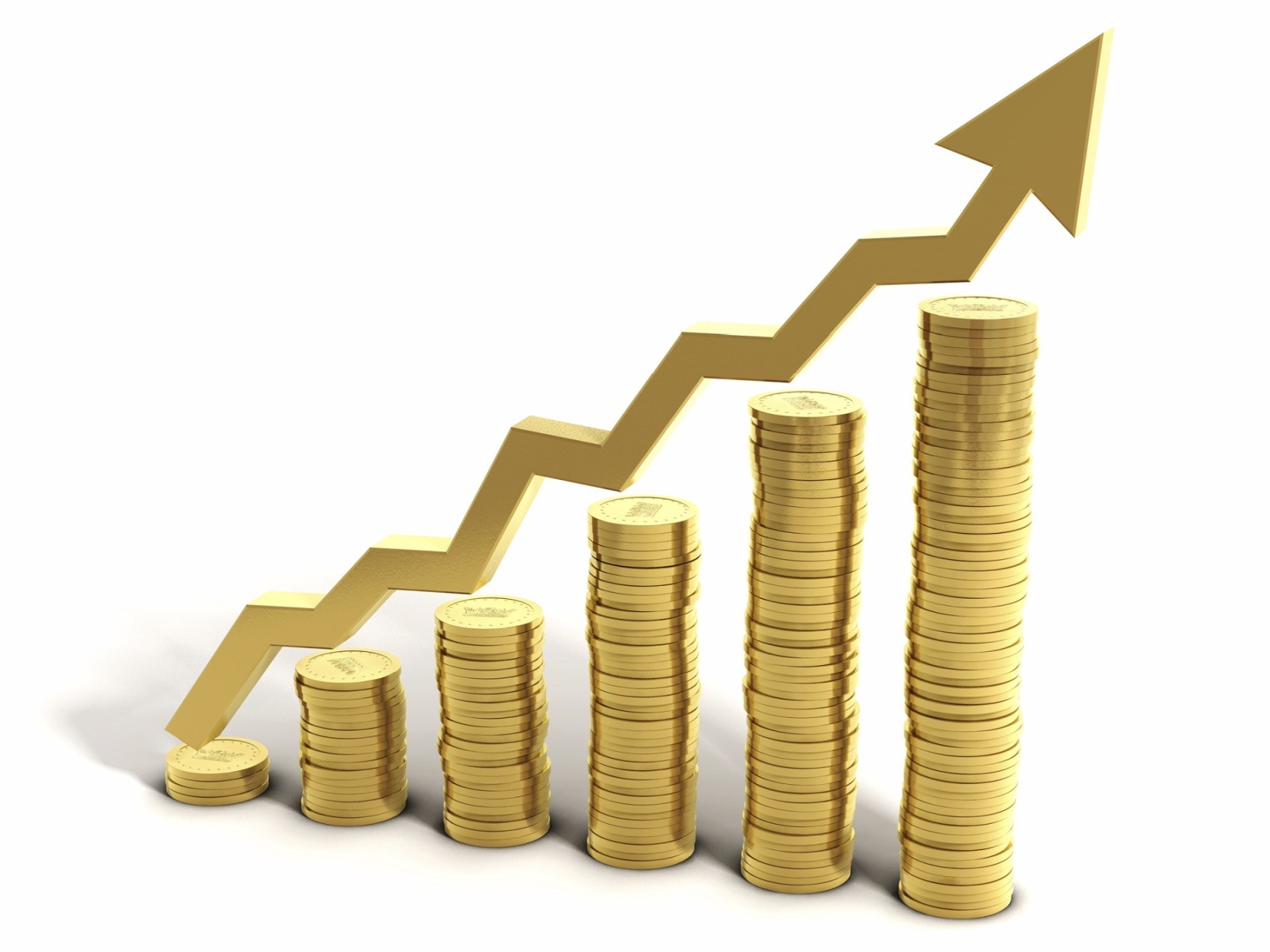 rising gold coins graph