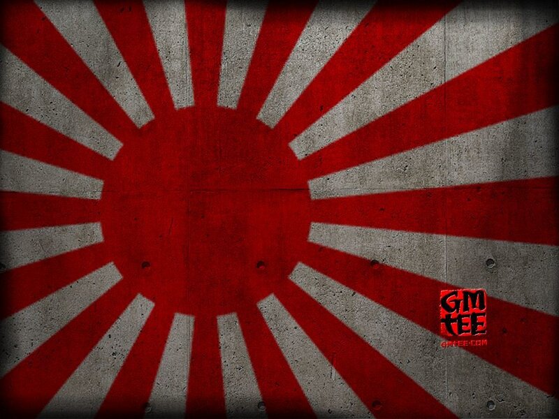 Rising Sun flag on concrete