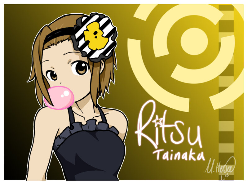 Ritsu Tainaka blowing bubblegum