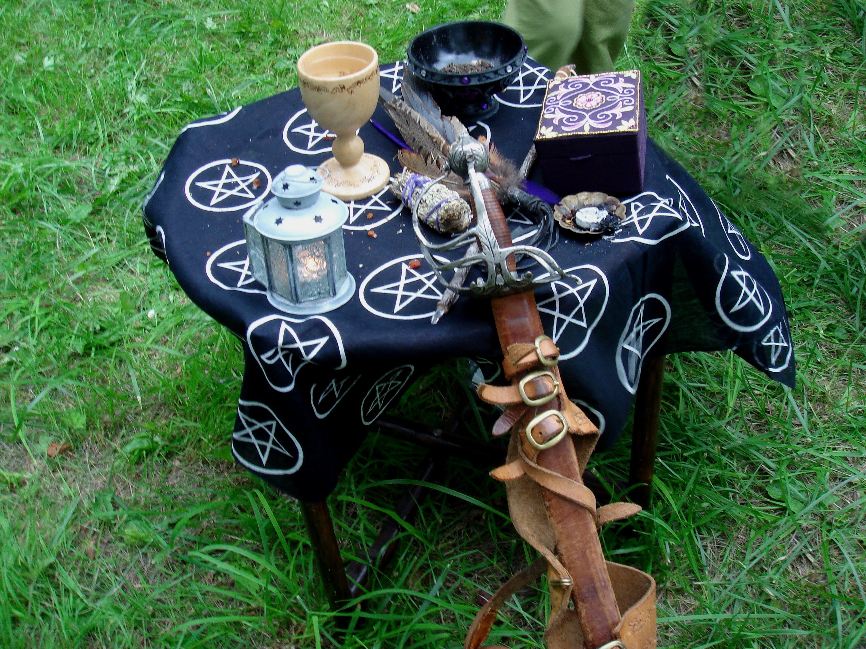 ritual items on a table