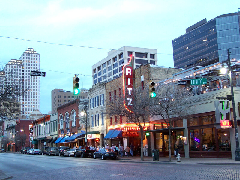 Ritz Theatre at dusk in downtown
