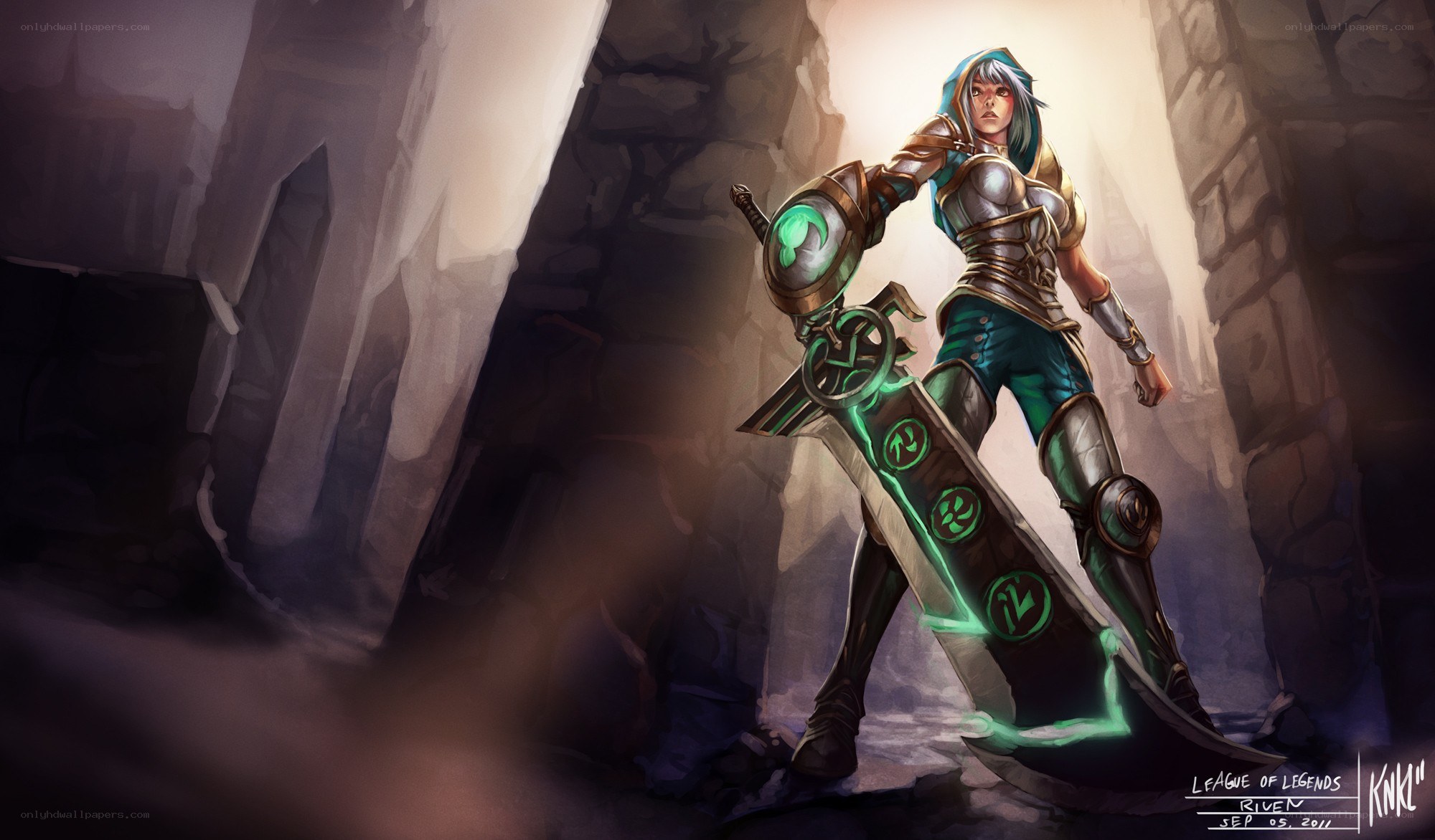 Riven in a stone corridor